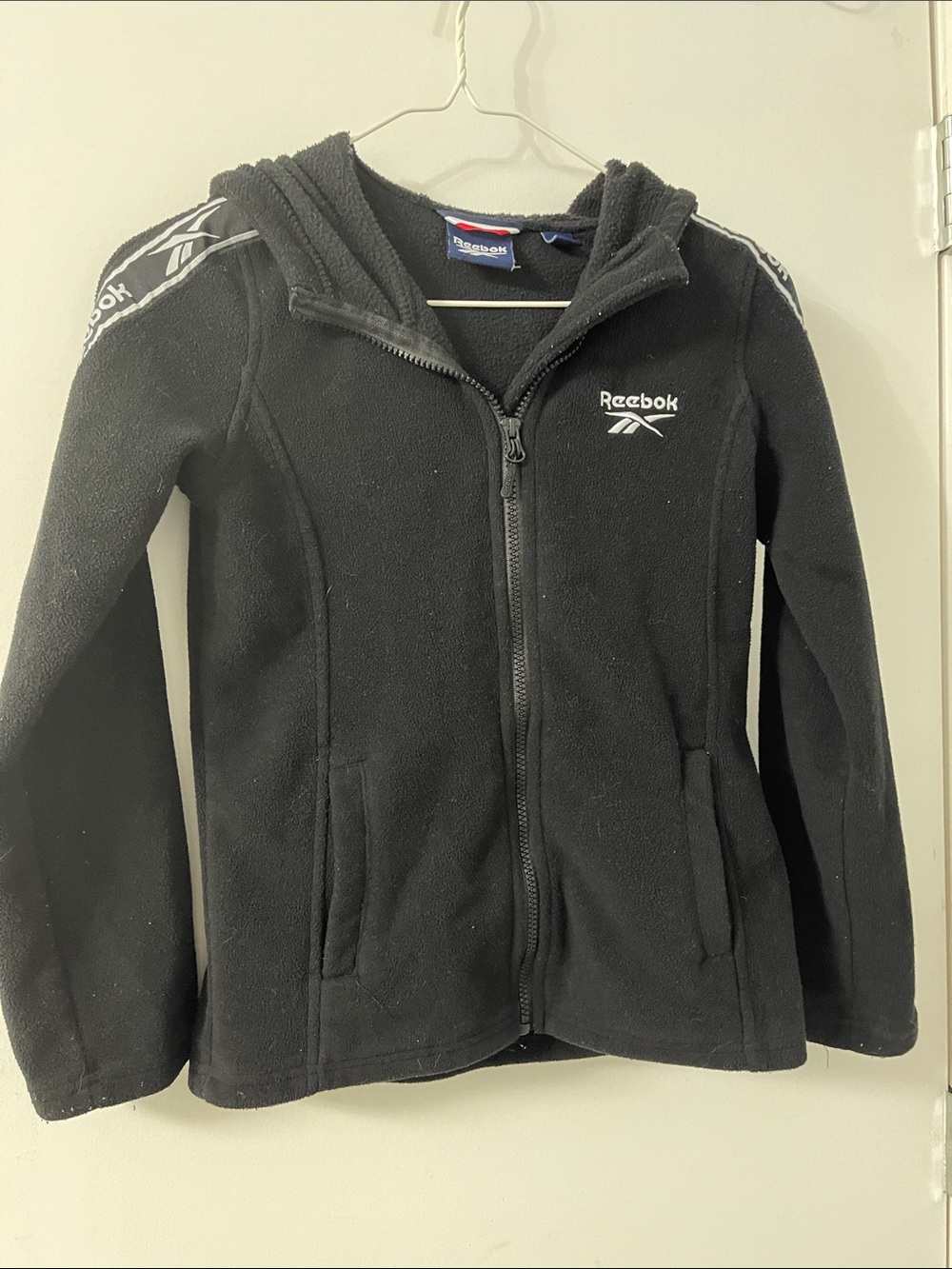 Reebok Black Full‑Zip Hooded Fleece with Logo